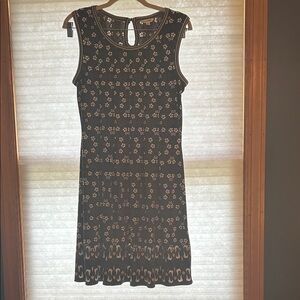 Max Studio Black, Blue and Gold Floral Midi Dress